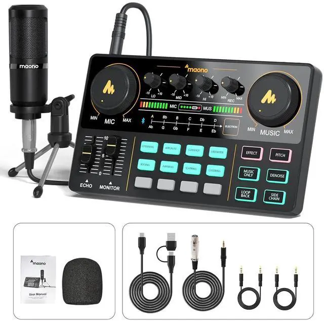 Main image of Podcast Equipment Bundle Audio mixer All-in-One Podcast Production Studio with 3.5mm Microphone for