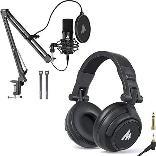 Main image of AU-A04 USB Microphone with AU-MH601 Studio Monitor Headphones Bundle Streaming Podcasting Pack Plug