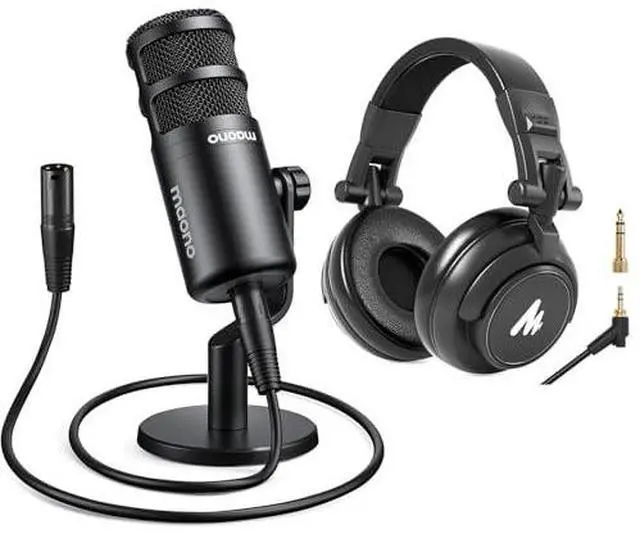 Main image of PD100 XLR Podcast Microphone, Cardioid Studio Dynamic Mic Works with MH601 Wired Headphones and Soun