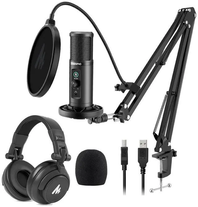 Main image of USB Microphone with Studio Monitor Headphones Bundle Plug and Play for Podcast, YouTube, Music, PM42