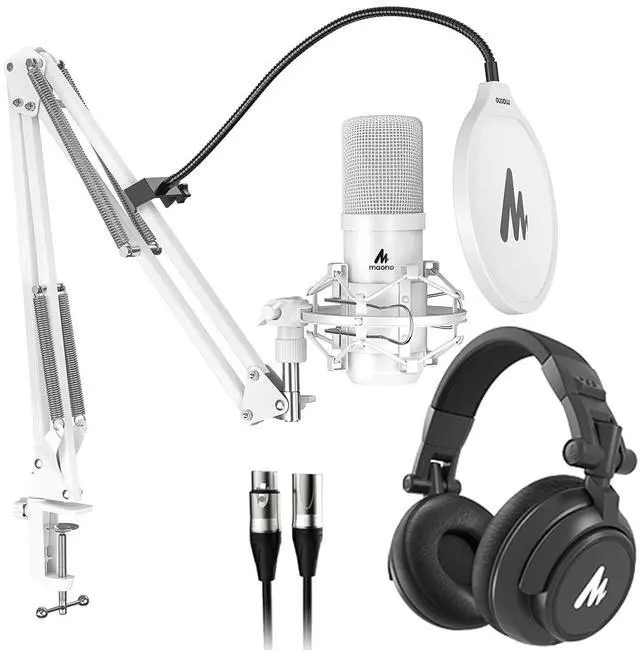 Main image of USB XLR Condenser Microphone with Headphones: PC Computer Podcast Cardioid Metal Mic Kit for Recordi