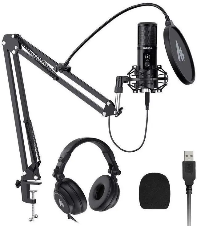 Main image of AU-PM421 USB Microphone with AU-MH601 Studio Monitor Headphones Bundle Plug and Play for Podcast, Yo