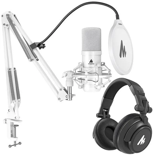 Main image of USB XLR Condenser Microphone with Headphones: PC Computer Podcast Cardioid Metal Mic Kit for Recordi