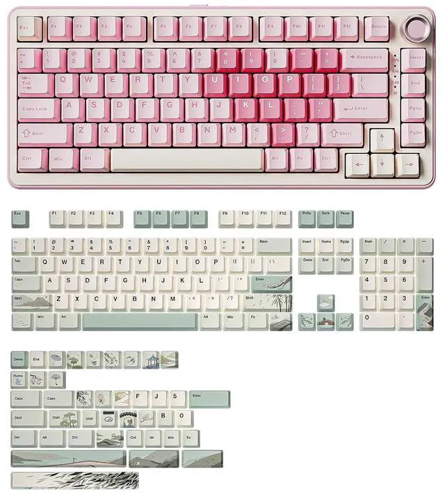 Main image of B75 PRO Wireless Mechanical Keyboard(Milk Switch,Pink),Spring Tea Keycap Cherry(Cherry Profile, Spri