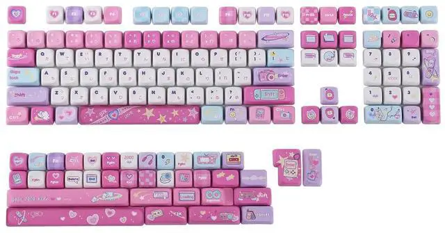 Main image of X Elyxirine Digital Dreams: Pastel Y2K Keycap Set, 144 Keys PBT Keycaps for Mechanical Keyboard, Com