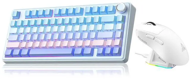 Main image of A75 and SM822, Wireless Keyboard and Mouse Combo for Gaming (A75 Gradient-BluePurple & SM822 White)
