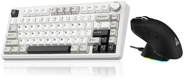 Main image of A75 and SM822, Wireless Keyboard and Mouse Combo for Gaming (A75 White & SM822 Black)