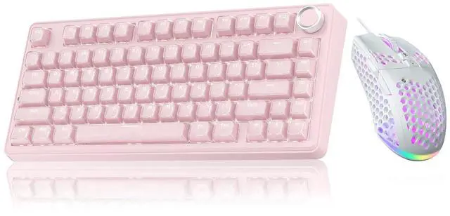 Main image of A75 and SM900, Wireless Keyboard and Mouse Combo for PC (A75 Crystal-Pink & SM900 White)