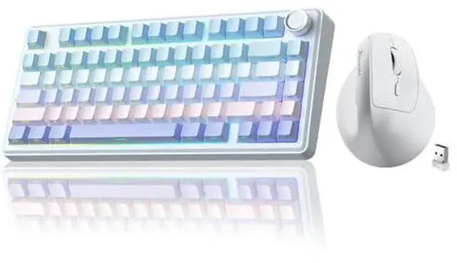 Main image of A75 and SM520,Wireless Keyboard and Mouse Combo for Gaming (A75 Gradient-BluePurple & SM520 White)