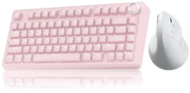 Main image of A75 and SM520, Wireless Keyboard and Mouse Combo for PC (A75 Crystal-Pink & SM520 White)