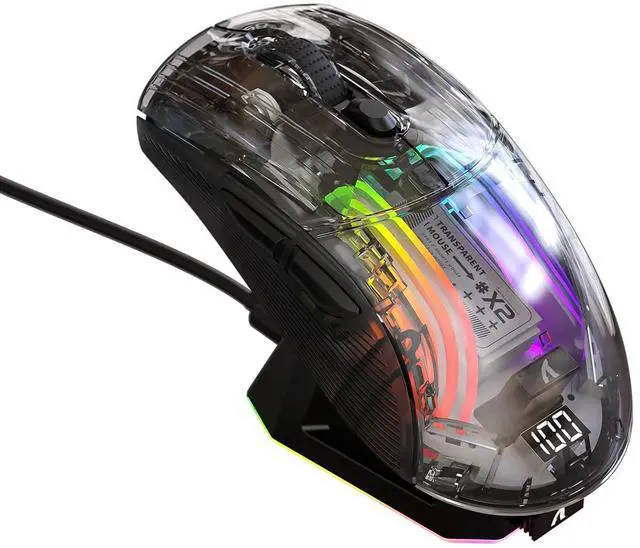 Main image of Wireless Gaming Mouse with Full Transparent,Tri-Mode 2.4GHz/Bluetooth/Wired Mouse,Digital Display,Ch