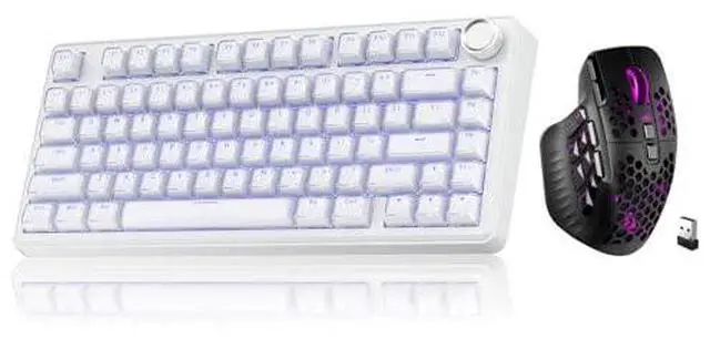 Main image of A75 and SM809, Wireless Keyboard and Mouse Combo for PC (A75 Crystal-White & SM809 Black)