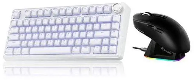 Main image of A75 and SM820, Wireless Keyboard and Mouse Combo for PC (A75 Crystal-White & SM820 Black)