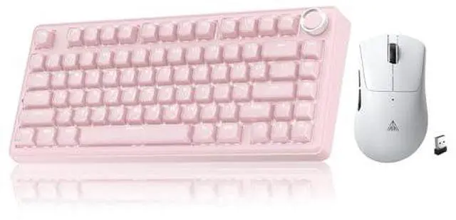 Main image of A75 and SM805, Wireless Keyboard and Mouse Combo for PC (A75 Crystal-Pink & SM805 White)
