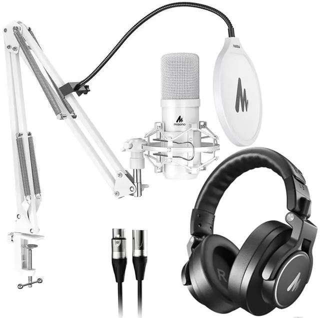 Main image of USB XLR Condenser Microphone with Headphones: PC Computer Podcast Cardioid Metal Mic Kit for Recordi