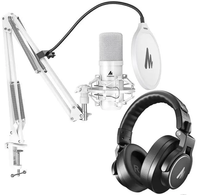 Main image of USB XLR Condenser Microphone with Headphones: PC Computer Podcast Cardioid Metal Mic Kit for Recordi
