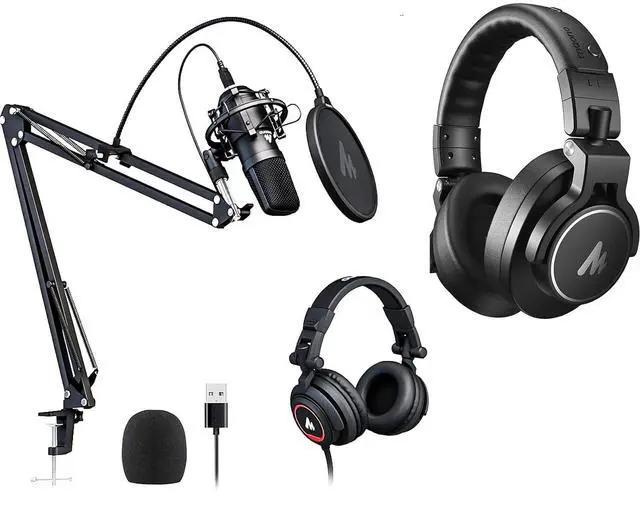 Main image of Microphone with Studio Headphone Set 192kHz/24bit Vocal Condenser Cardioid Podcast Mic Compatible wi