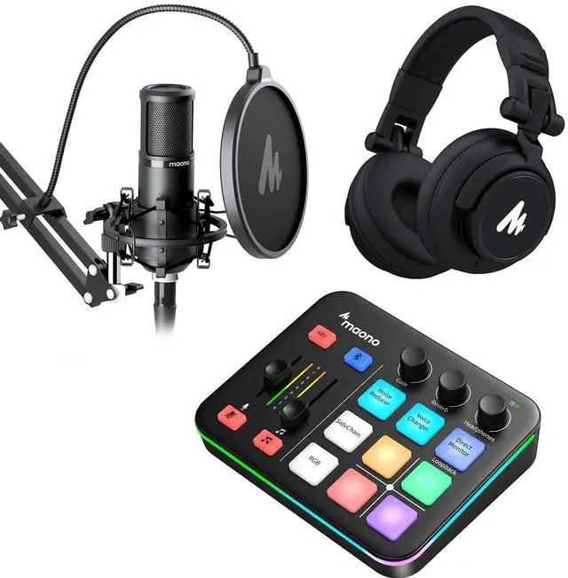 Main image of XLR Condenser Microphone and Gaming Mixer & Studio Headphone Kit, for Live Streaming, Podcasting, Co
