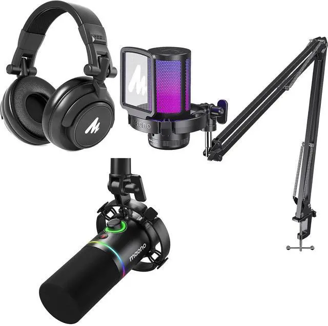 Main image of Gaming Microphone with Headphone, Noise Cancellation mic with Mute, Gain, Monitoring for Streaming,