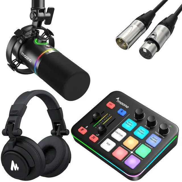 Main image of XLR/USB Dynamic Microphone and Gaming Mixer & Studio Headphone Kit, for Live Streaming, Podcasting,