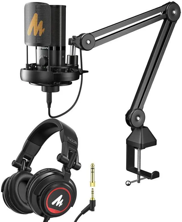Main image of USB Podcast Microphone Bundle with Monitor Headphones, Works for Podcaster,Content Creator, Streamer