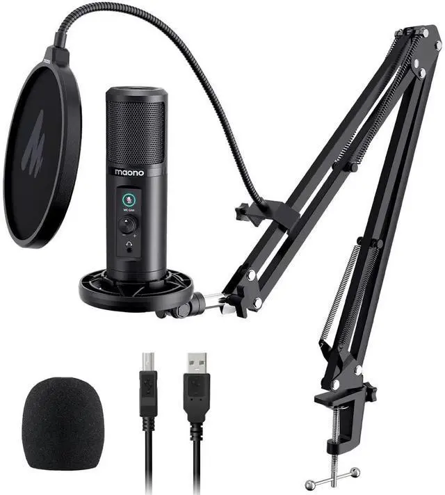 Main image of USB Microphone for PC, Professional Computer Condenser Mic with Mute, Mic Gain, Zero Latency Monitor