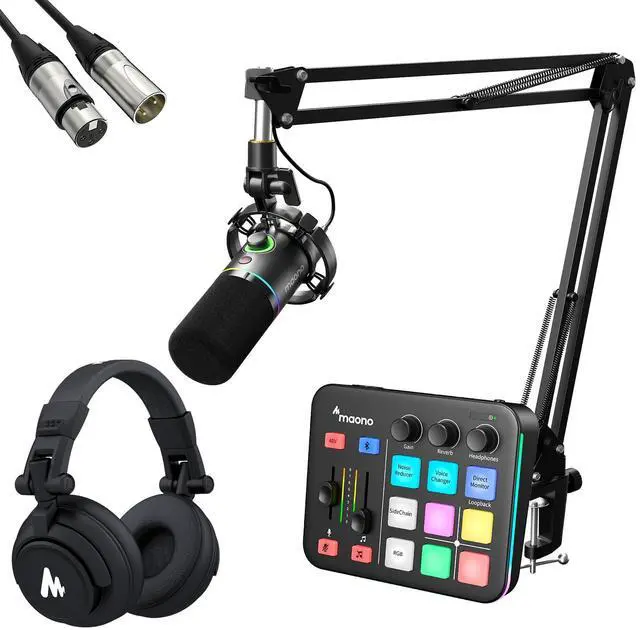 Main image of XLR/USB Dynamic Microphone and Gaming Mixer& Studio Headphone Kit, for Live Streaming, Podcasting, C