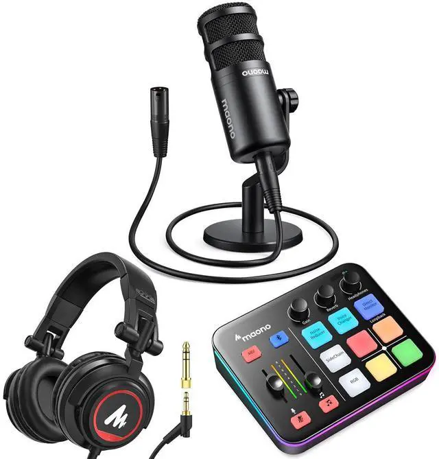 Main image of Gaming Podcast Equipment: Gaming Mixer with Dynamic Mic and 3.5 mm Monitor Headphones for Gamer, You