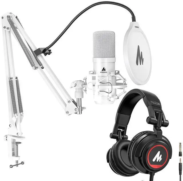 Main image of USB XLR Condenser Microphone with Headphones: PC Computer Podcast Cardioid Metal Mic Kit for Recordi