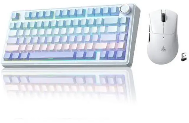Main image of A75 and SM805,Wireless Keyboard and Mouse Combo for Gaming (A75 Gradient-BluePurple & SM805 White)