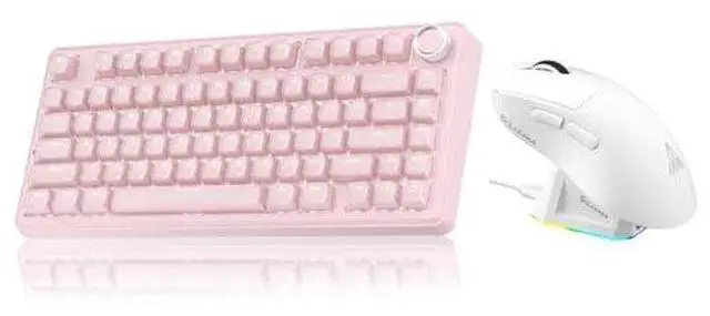 Main image of A75 and SM822, Wireless Keyboard and Mouse Combo for PC (A75 Crystal-Pink & SM822 White)