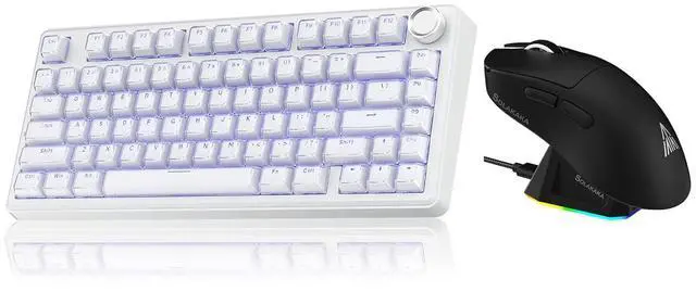 Main image of A75 and SM822, Wireless Keyboard and Mouse Combo for PC (A75 Crystal-White & SM822 Black)