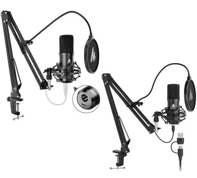 Main image of Microphone Set: PC Computer Podcast Cardioid Metal Mic Kit with Software for Recording, Studio, Sing
