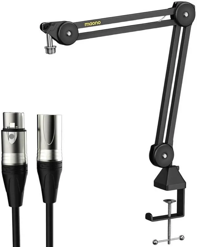 Main image of Boom Arm Microphone Stand with XLR Cable: Adjustable Metal Suspension Mic Boom Arm Kit for Podcast G