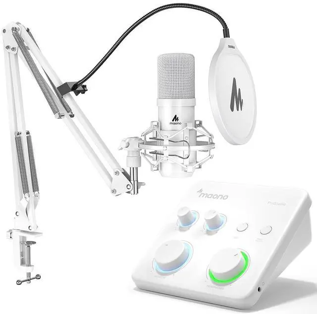 Main image of USB XLR Condenser Microphone With Audio Interface: PC Computer Podcast Cardioid Metal Mic Kit for Re