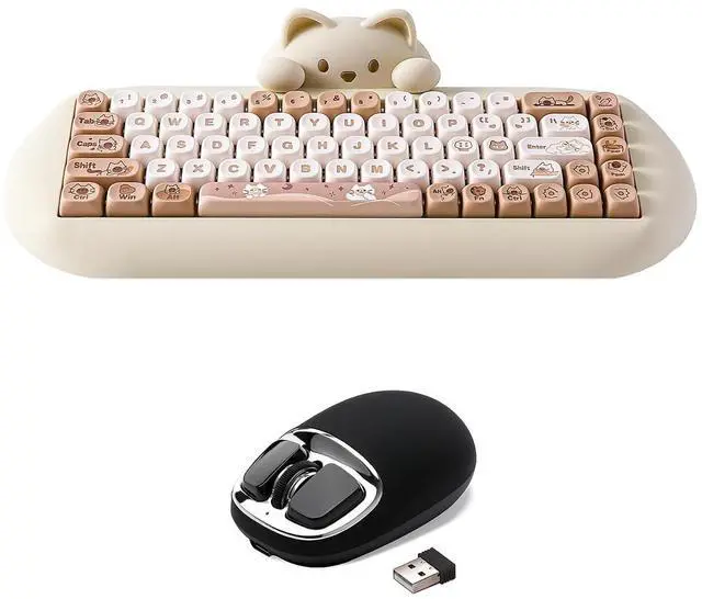 Main image of C68 Wireless Mechanical Keyboard(Brown, Milk Switch), YUNZll C1 Silicone Wireless Mouse(Black Silver