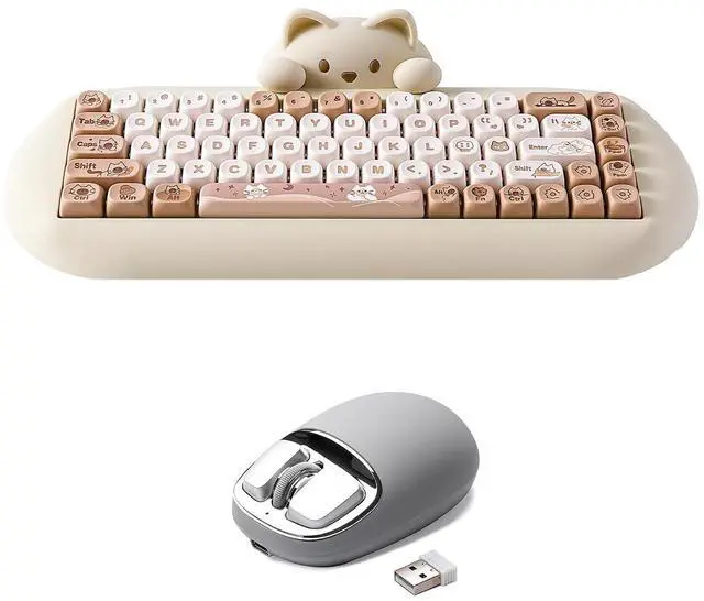 Main image of C68 Wireless Mechanical Keyboard(Brown, Milk Switch), YUNZll C1 Silicone Wireless Mouse(Gray Silver)