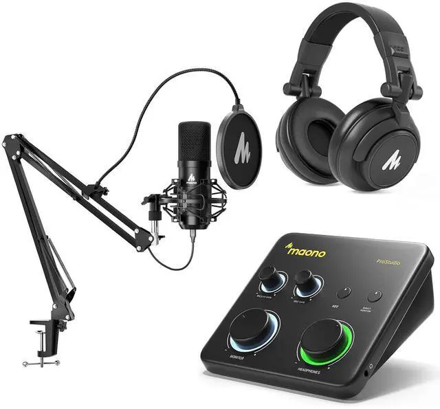 Main image of USB XLR Condenser Microphone Set: PC Computer Podcast Cardioid Metal Mic Kit with Software for Recor