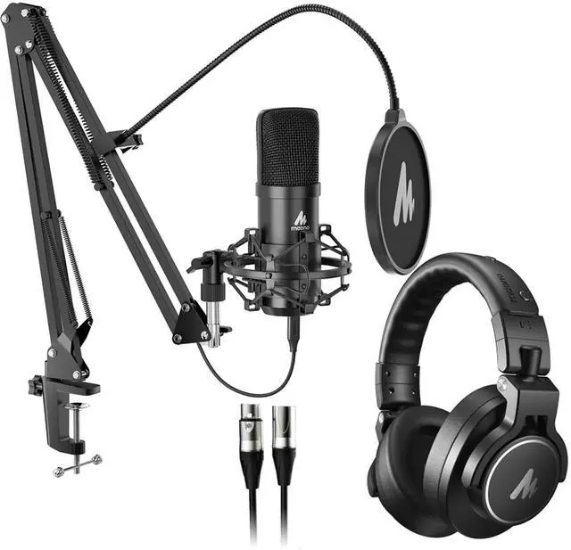 Main image of USB XLR Condenser Microphone: PC Computer Podcast Streaming Gaming Cardioid Metal Mic Kit with Studi