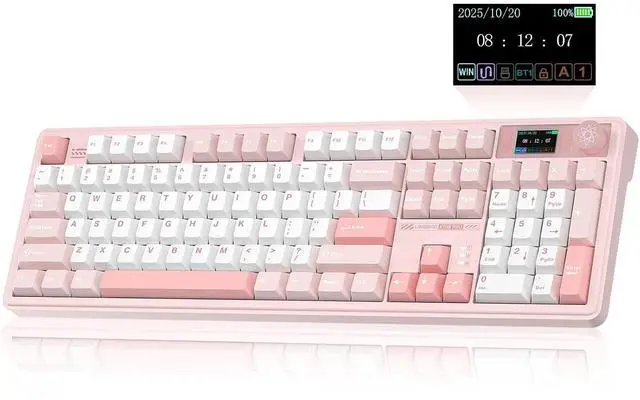 Main image of LINGBAO K108 Pro Wireless Mechanical Keyboard with Screen & Knob, Full Size Creamy Keyboard with Num