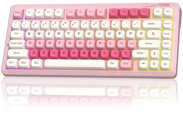 Main image of LINGBAO K75 Wireless Mechanical Keyboard, 75%Pink Gaming Keyboard with 10000mAh Battery, Hot-Swappab