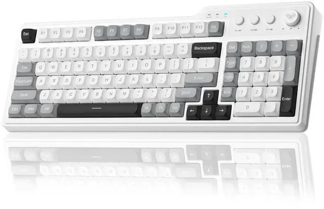 Main image of Aula F3099 Wireless Keyboard with Media Knob, Tri-Mode BT5.0/2.4GHz/USB-C Cute Creamy Keyboard with