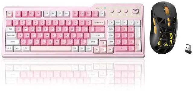 Main image of Aula F3099 Wireless Keyboard and Mouse Combo, Tri-Mode BT5.0/2.4GHz/USB-C Cute Creamy Keyboard with