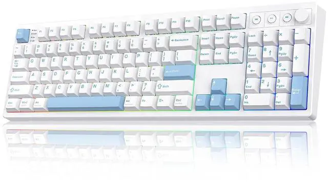 Main image of Vibe108 Full Size Mechanical Keyboard with Knob & Multimedia Buttons, Wireless Gaming Keyboard with