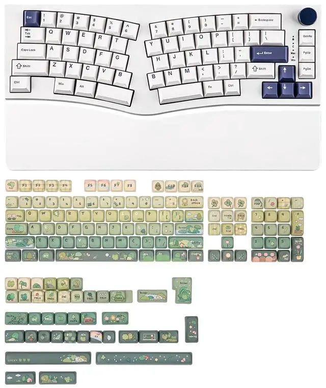 Main image of Feker Alice80 68 Keys Ergonomic Mechanical Keyboard with KiiBoom X Cosydiaries Rainy Froggy Day Keyc