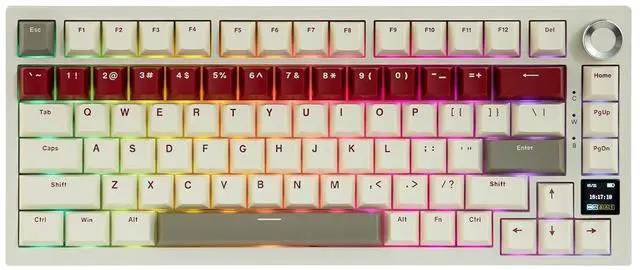 Main image of Ajazz AK820 Pro 75% Wireless Gaming Keyboard with TFT Display Screen & Knob, Gasket Mechanical Cream