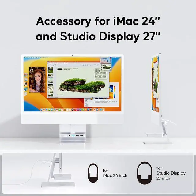 Alt view image 4 of 7 - iMac Accessories for i-Mac 2021/2023/2024, USB C Hub for iMac with USB A/C 10Gbps, Hub for M1/M3/M4, 2 USBA 2.0, SD/TF Card Reader for iMac24 inch & Studio Display 2 Sliver