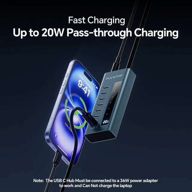 Alt view image 3 of 7 - USB C Hub for Laptop, 7 in 1 10Gbps USB Adapter Support Data & Charging(Not Support Video), USB Hub 10Gbps Ports for iMac, MacBook Pro/Air, iPad, XPS, USB Hub Multiport Adapter