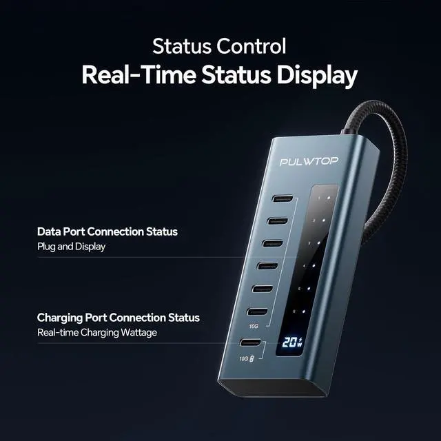 Alt view image 5 of 7 - USB C Hub for Laptop, 7 in 1 10Gbps USB Adapter Support Data & Charging(Not Support Video), USB Hub 10Gbps Ports for iMac, MacBook Pro/Air, iPad, XPS, USB Hub Multiport Adapter