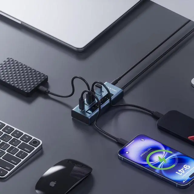 Alt view image 7 of 7 - USB C Hub for Laptop, 7 in 1 10Gbps USB Adapter Support Data & Charging(Not Support Video), USB Hub 10Gbps Ports for iMac, MacBook Pro/Air, iPad, XPS, USB Hub Multiport Adapter